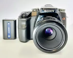 Sony Alpha a100 10.2MP Digital SLR Camera w/ Minolta AF MACRO 50mm F2.8 From JP - Picture 1 of 11