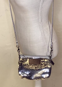Coach Poppy "Disco" Silver Sequin Disco Crossbody Purse Bag - Picture 1 of 11