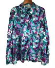HONOR MILLBURN Floral Shirt Blouse 18 Garden Satin Green Purple