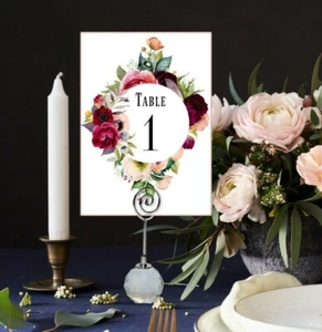 Boho Floral Frame Table Number Cards - Wedding Birthday Christening Baby Shower - Picture 1 of 4