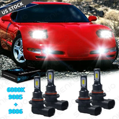 6000K Front LED Headlight Bulbs For Corvette C5 1997-2004 High&Low Combo Kit - Image 1 of 4