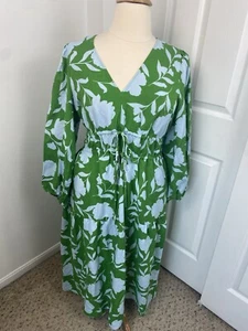 Maxi abito Kate Spade Target rosa popeline verde blu XL cottage core romantico - Foto 1 di 16