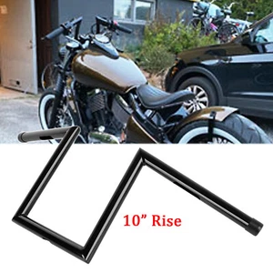 25mm 1" Handlebar 10" Rise Z-Bar Hanger Black For Kawasaki Vulcan 650 900 Bobber - Picture 1 of 13