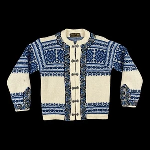 Vintage Nordstrikk Wolle Strickjacke Pullover Damen 42 Nordic Fair Isle Scandi Ski - Bild 1 von 14