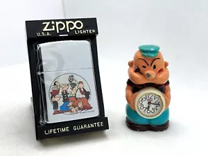 Auth ZIPPO 1995 Limited Edition POPEYE "Family & Friends" Lighter & Figure Clock - Picture 1 of 11