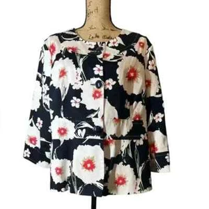 Jaclyn Smith geblümter Blazer 3/4-Arm Rundhalsausschnitt Freizeit Größe Extra Large - Bild 1 von 2