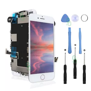 For iPhone 8 Plus LCD Screen Replacement 3D Touch Digitizer White + Home Button - Picture 1 of 6