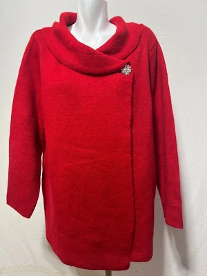 Adrienne Vittadini Mujeres Suéter Cárdigan 2X Mezcla de Lana Rojo Un Botón Nuevo Con Etiquetas Foto 1 de 4