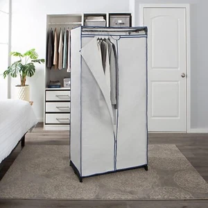 36” Clothes Closet w/ Whit Cover Heavy Duty Portable Sturdy Garment Rack Stora - Picture 1 of 4