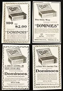c1890s DOMINOES Stogie scatola sigari vintage lotto pubblicitario stampata ~ Empire Tobacco Co., Wheeling, WV - Foto 1 di 5