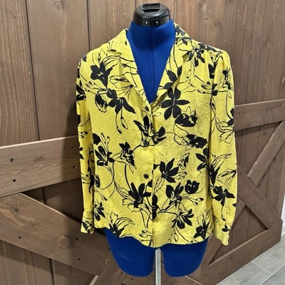 Women’s Vtg 70s 80’s Blouse Size Large  Yellow Black Iconic Fun - Image 1 of 4