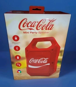 Coca Cola Mini Party Speaker, Indoor/Outdoor, LED Lights, Rechargeable, USB BT - Picture 1 of 5