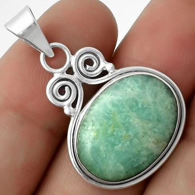 Natural Paraiba Amazonite 925 Sterling Silver Pendant Jewelry P-1603 - Image 1 of 4