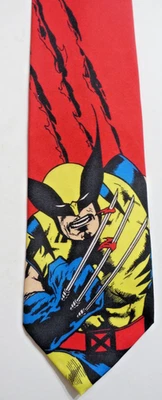 РОСОМАХА X-Men 100% поли шеи галстук Marvel Ralph Marlin РЕДКАЯ печать EUC - Изображение 1 из 4