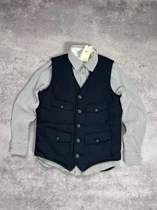 RRL Ralph Lauren Navy Wool Vest Mens S - Classic Utility Style - New With Tags - Picture 1 of 16