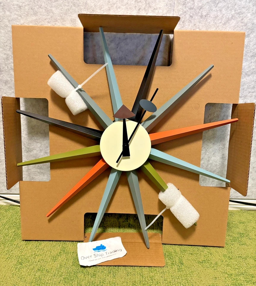 George Nelson Sunburst Wall Clock Multi Color Reproduct Design Furniture Mid 20 - Image 1 of 4