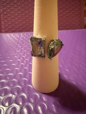 RG91645 Brilho Intrincado, Ametista CZ: Chapeamento de Hematita, Tamanho 9 - Imagem 1 de 4