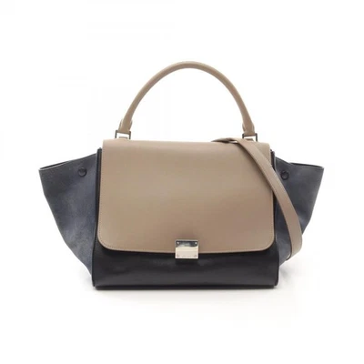 Bolso de Hombro CELINE Trapecio Mediano 169543 Cuero Gamuza Beige Negro Usado Foto 1 de 4