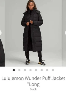 EUC Lululemon Wunder Puff Jacket Long 600 Down Fill Long Jacket 8 W4BTPS - Picture 1 of 13