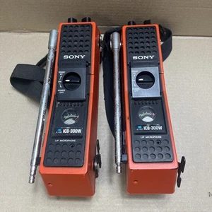 2 Vintage Sony ICB-300W Walkie Talkie Orange As Is Untested - Picture 1 of 7