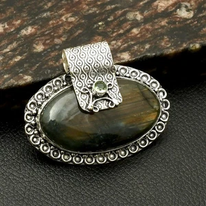 Colgante étnico hecho a mano de piedras preciosas peridoto labradorita joyería regalo 1,6" DP-2732 - Imagen 1 de 1