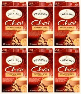 6 PACK Twinings Pumpkin Spice Chai Tea Bags - 20 Count BB 7/29/25 - Picture 1 of 1