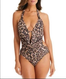 Bar III Women's Animal-Print Cowlneck One-Piece Swimsuit Size S, M, L  XL $94 - Picture 1 of 6
