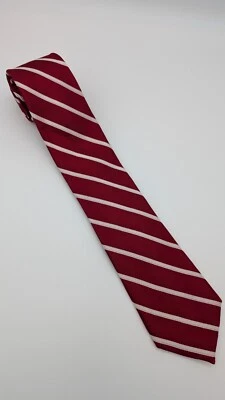 Black Brown 1826 100% Silk Red White Striped Neck Tie NEW - Image 1 of 4