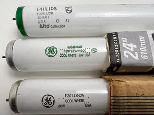 3-PK 24" F20T12/CW 20W 4100K FLUORESCENT LIGHT BULB Cool White 2-GE & 1-Philips - Picture 1 of 1