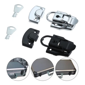 Silver/Black Latch Hasp 76*45mm Locker F Miniature Furniture Cabinet Jewelry Box - Picture 1 of 11