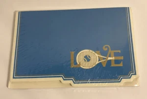 Vintage English Cards 10 Tennis Racket Love Note Cards Sealed Envelopes RARE A6 - Picture 1 of 6