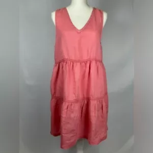 Lucky Brand Swing Sundress Linen Sleeveless Lightweight Swim Coverup Coral Large - Picture 1 of 9