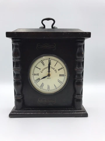 Vtg Colonial Clock Co.Est.1870 Shelf Mantel Wooden Body Metal Handle 9.5" Parts Cover