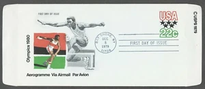 US. UC52. 22c. 22nd Olympic Game, Moscow, 1980. Artmaster FDC. MNH. 1979 - Picture 1 of 2