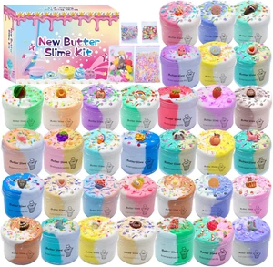 Butter Slime Kit 34 Packed Two-Toned Colorful Slime, Stress Relief Toys, Part... - Picture 1 of 1