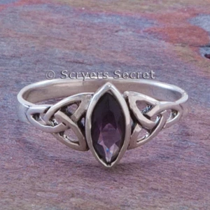 925 Sterling Silber Triquetra Keltischer Knoten Irish Trinity Ring 5 6 7 8 9 Amethyst - Bild 1 von 2