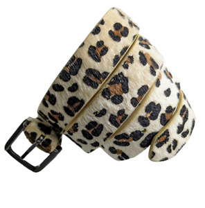 NEW Womens Leopard Cheetah Animal Print FAUX Vegan Leather Textured Sz S-M Belt