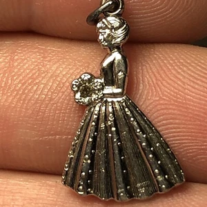 13.88 Ct Tw Sterling Silver Bride Pendant  .03 Ct Natural Diamond Estate jewelry - Picture 1 of 10