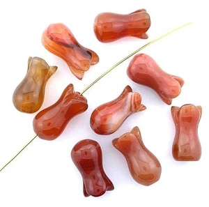 FOUR Carnelian Agate Vase 7/10 x 2/5 Inch Top Center Drilled Focal Bead EBS6613 - Picture 1 of 1