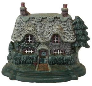 Cast Iron English Cottage Thatched Roof Doorstop Tall 21cm Handpainted Heavy VGC - Picture 1 of 24