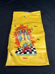 Vtg 1988 McDonald's Yellow Vinyl Lunch Bag Happy Meal Reusable Sack Promotional - Picture 1 of 14