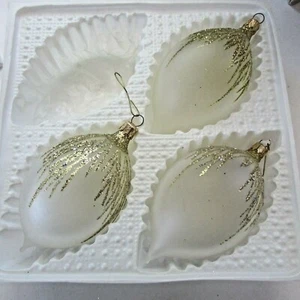 Vintage 3 1997 Glass Christmas Ornaments Frosted & Gold DHC Bradford Novelty - Picture 1 of 7