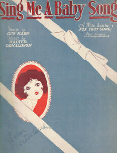 Sing Me a Baby Song Vintage Sheet Music 1927 Gus Khan Walter Donaldson Fox Trot 