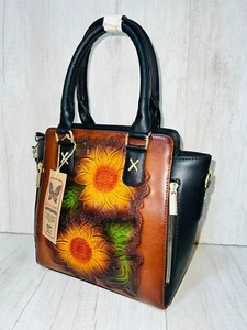 Sunflower handmade women's leather bag - Picture 1 of 9