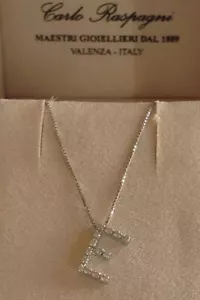 COLLANA IN ORO BIANCO 18kt. CON CIONDOLO LETTERA " E " CON DIAMANTI NATURALI - Picture 1 of 3
