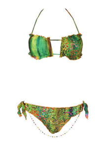 Bikini 4Giveness donna FGBW2171 ibiza bohemia verde fantasia top fascia cut out