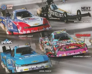 2015 John Force Racing Camaro FC NHRA tarjeta de héroe John Courtney Brittany Hight - Imagen 1 de 2
