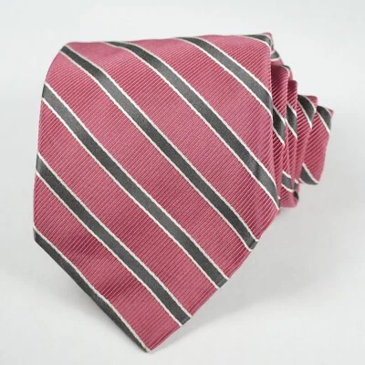 Corbata Brooks Brothers Makers Rep Rayas Diagonales Rosa y Gris Inglaterra Hecha en EE. UU. Foto 1 de 4