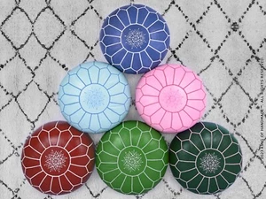 Ottoman Unstuffed Pouf Moroccan leather, handmade footstool, Home Decoration - Picture 1 of 40