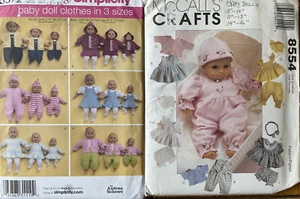 Lote Bebé Muñeca Ropa Costura Patrones 8-22" SIN CORTAR Simplicity 3572 McCall's 8554 - Imagen 1 de 5